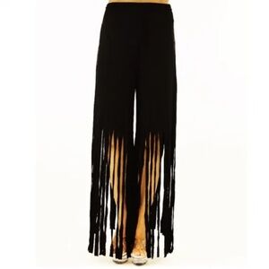 Fringe Black Elastic Waist Streetwear Punk Goth Pants Plus Size 2X